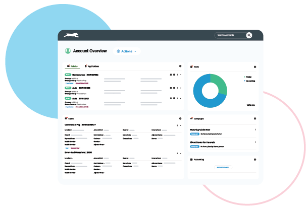 Agency management system screenshot.
